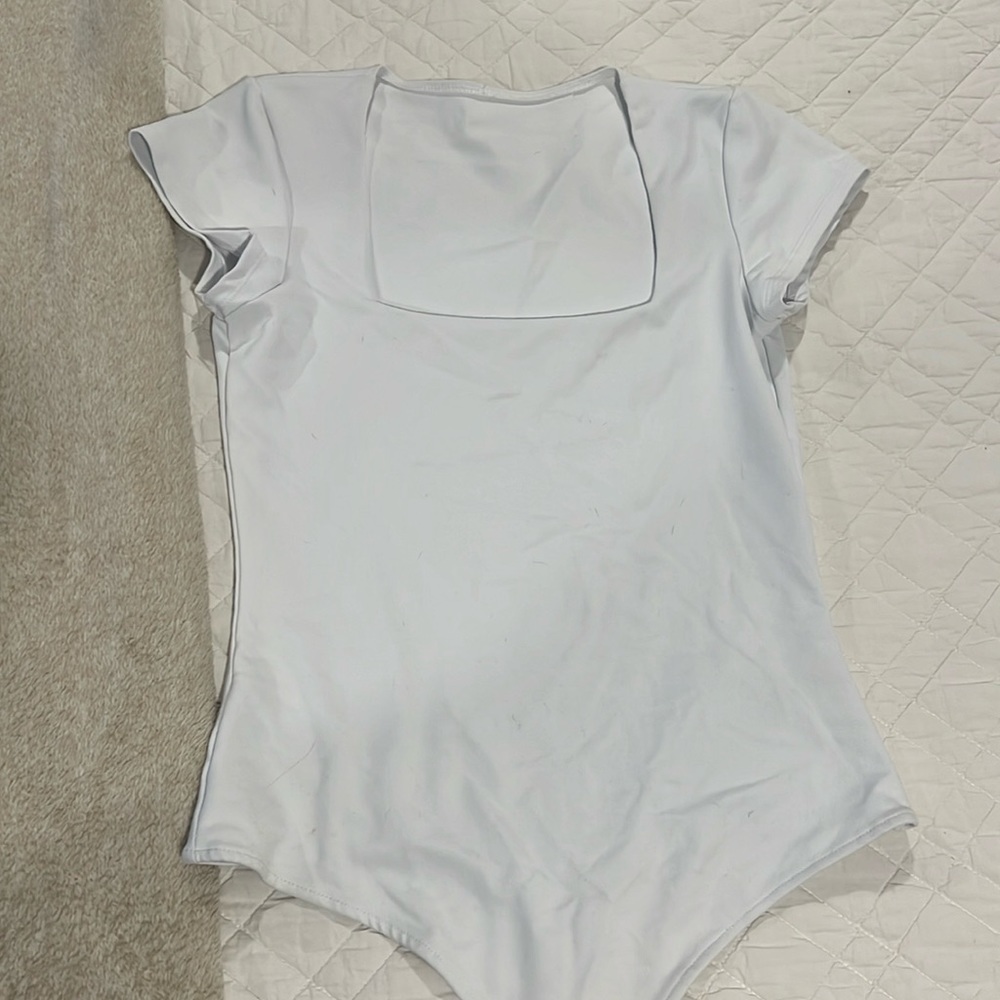 Like New! - Free People Fair and Square Neck Duo Body Suit - White size M